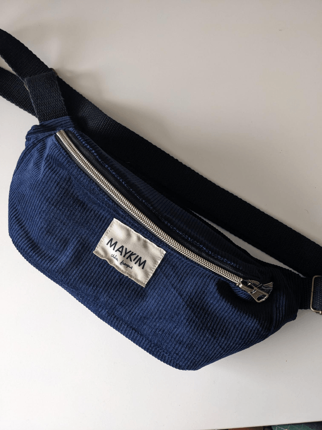 Sac banane velours bleu