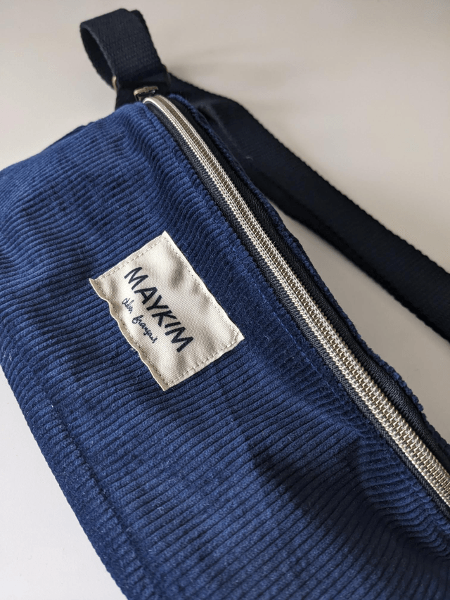 Sac banane velours bleu