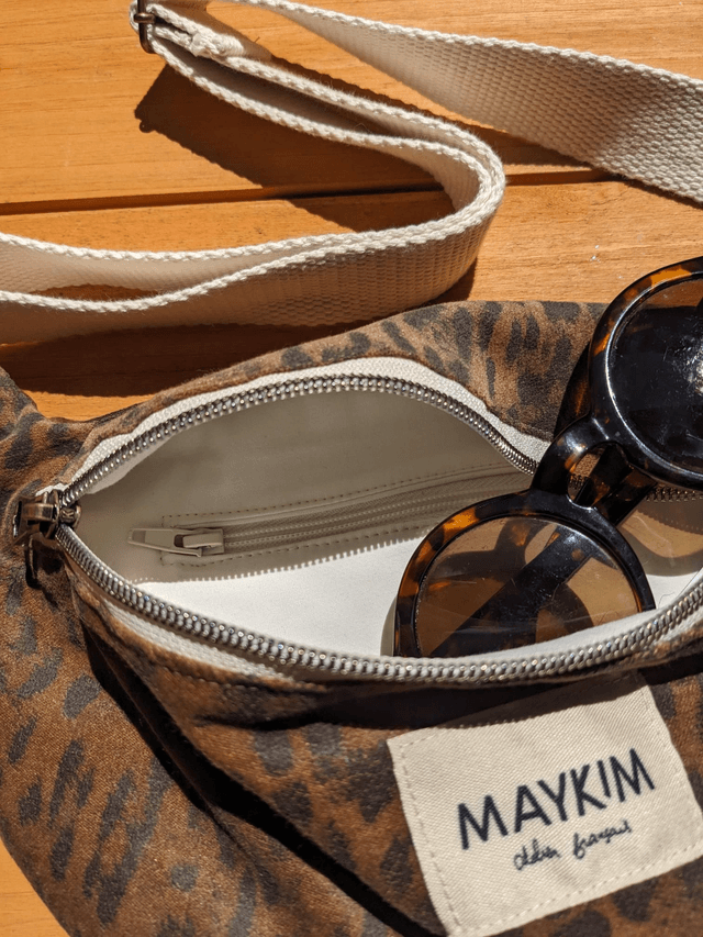 Sac banane velours léopard