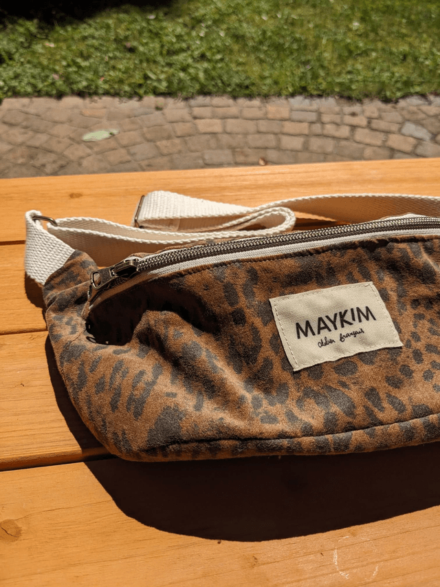 Sac banane velours léopard