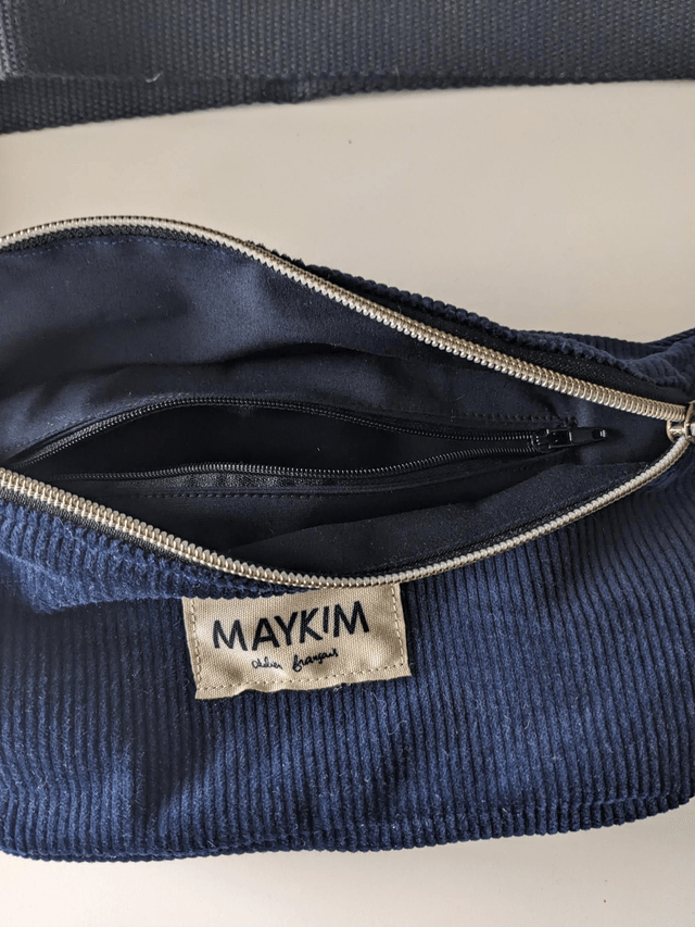 Sac banane velours bleu