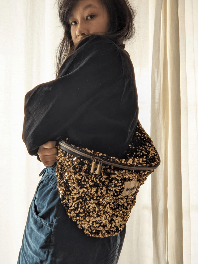 Sac banane XL sequins dorés