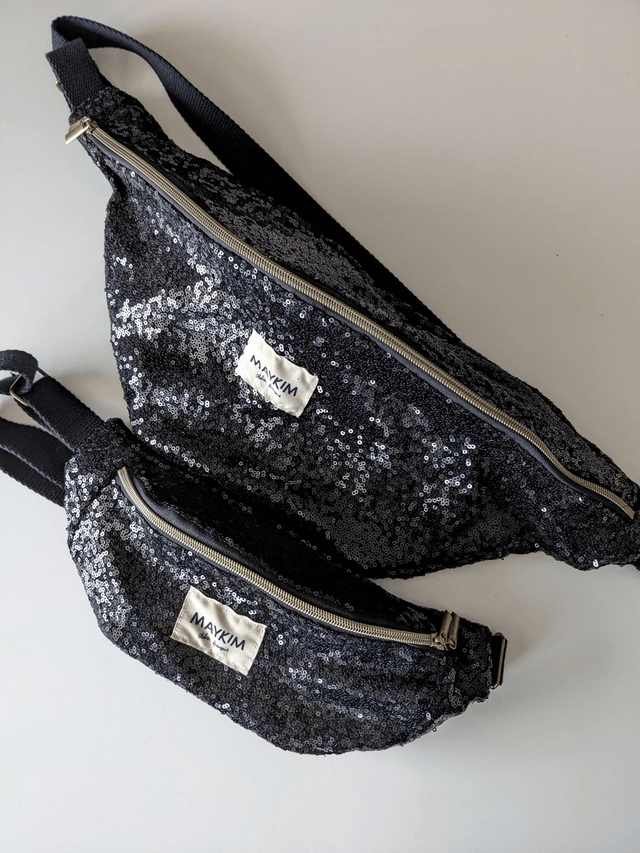 Sac banane sequins noirs