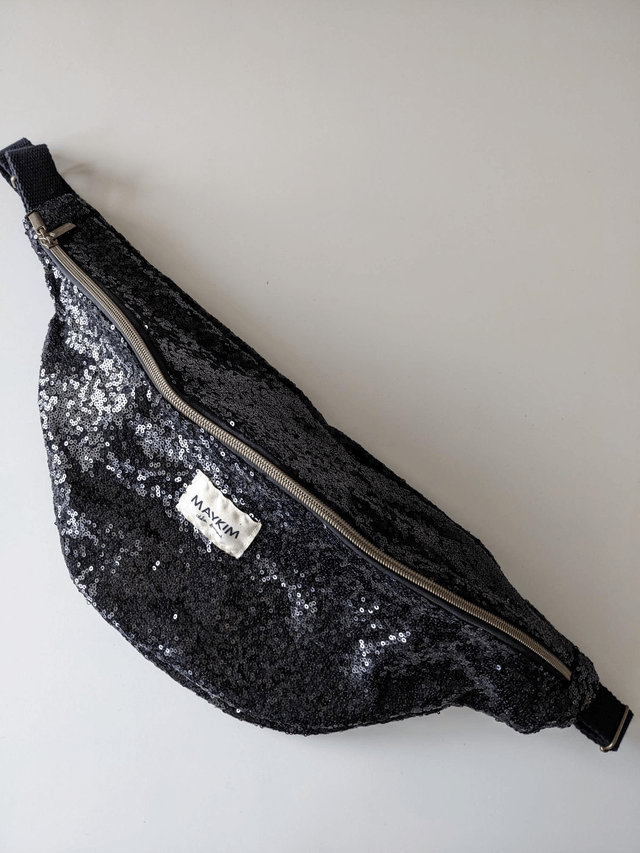 Sac banane XL sequins noirs